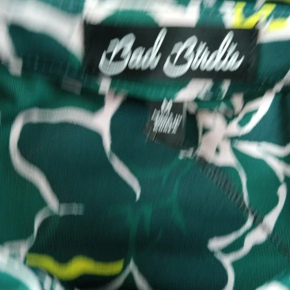 Bad Birdie‎ Shirt Mens Medium Green Floral Azalea Collection Core Polo Stretch